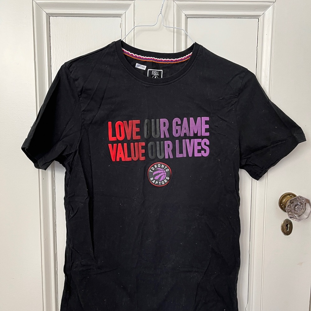 Spalding Black T-Shirt with Red and Purple Print